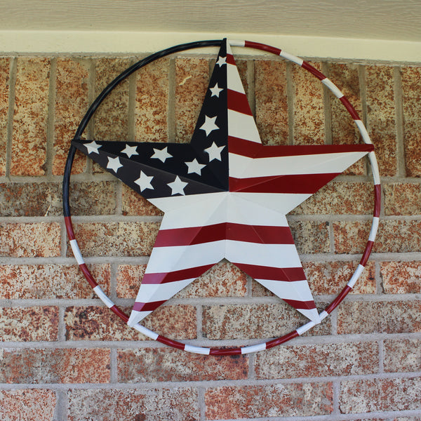 USA FLAG STAR AMERICAN FLAG METAL3D TWIST ROPE RING RED WHT BLUE WESTERN HOME DECOR HANDMADE #EH11925, 12",24",36",48" (Copy)