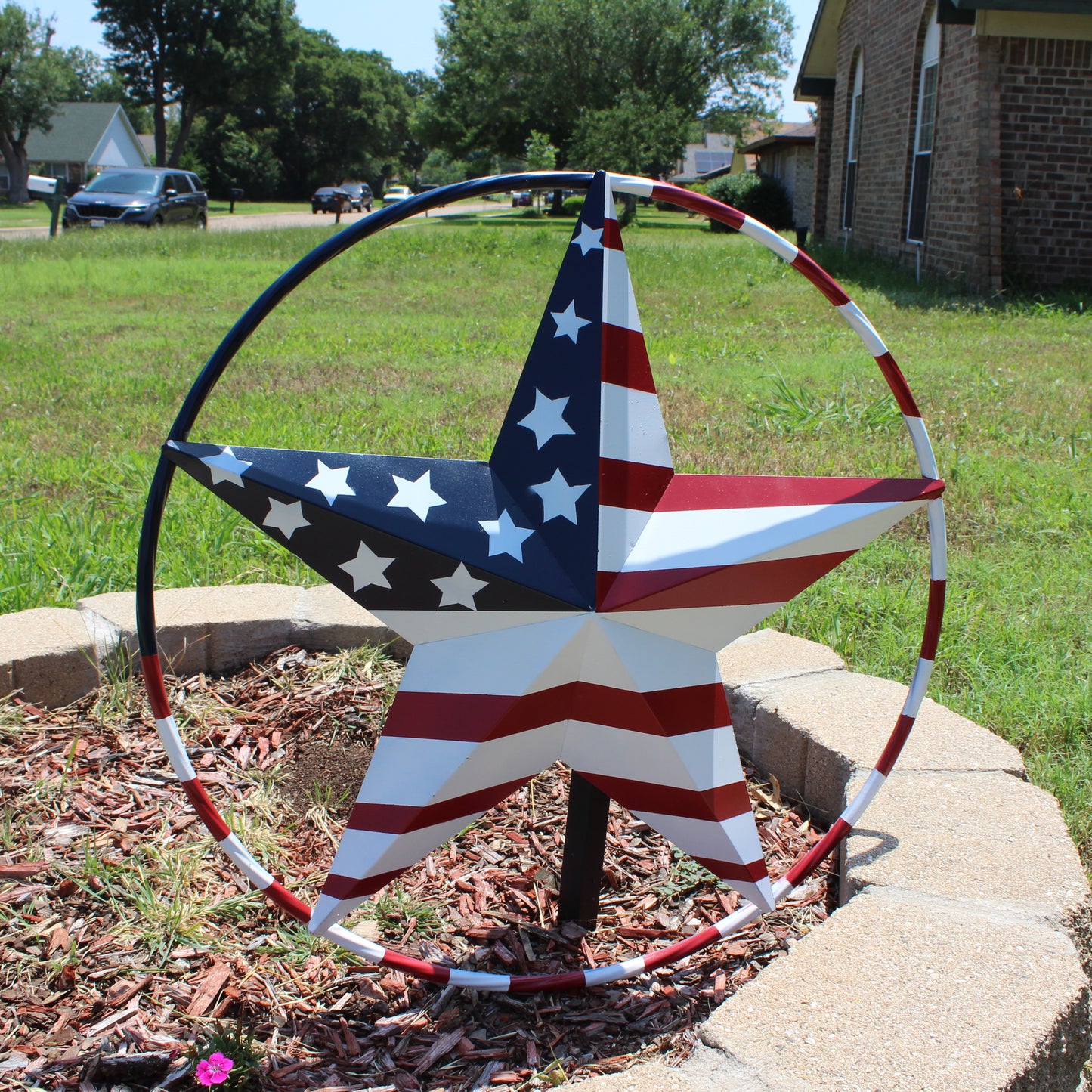 USA FLAG STAR AMERICAN FLAG METAL3D TWIST ROPE RING RED WHT BLUE WESTERN HOME DECOR HANDMADE 12",24",36",48" #EH11925