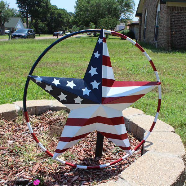 USA FLAG STAR AMERICAN FLAG METAL3D TWIST ROPE RING RED WHT BLUE WESTERN HOME DECOR HANDMADE #EH11925, 12",24",36",48" (Copy)