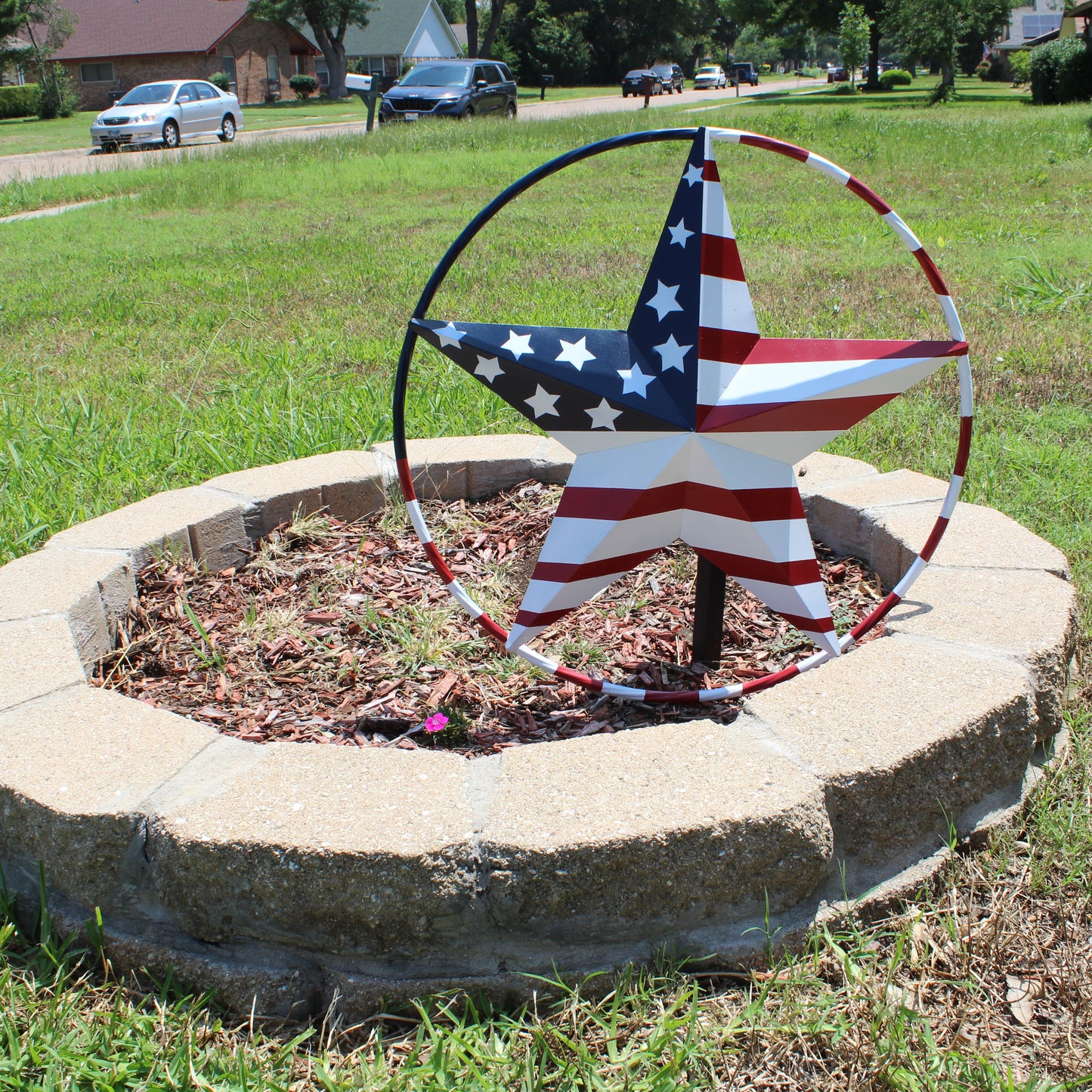 USA FLAG STAR AMERICAN FLAG METAL3D TWIST ROPE RING RED WHT BLUE WESTERN HOME DECOR HANDMADE 12",24",36",48" #EH11925