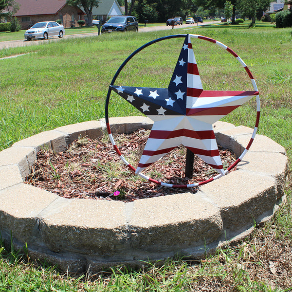 USA FLAG STAR AMERICAN FLAG METAL3D TWIST ROPE RING RED WHT BLUE WESTERN HOME DECOR HANDMADE #EH11925, 12",24",36",48" (Copy)