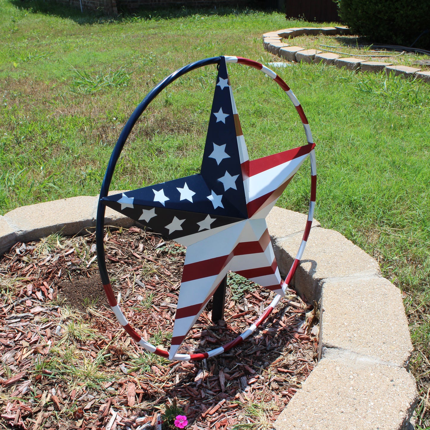 USA FLAG STAR AMERICAN FLAG METAL3D TWIST ROPE RING RED WHT BLUE WESTERN HOME DECOR HANDMADE 12",24",36",48" #EH11925
