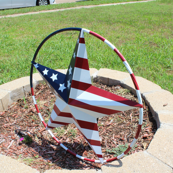 USA FLAG STAR AMERICAN FLAG METAL3D TWIST ROPE RING RED WHT BLUE WESTERN HOME DECOR HANDMADE #EH11925, 12",24",36",48" (Copy)