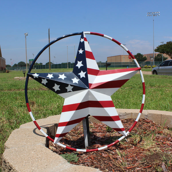 USA FLAG STAR AMERICAN FLAG METAL3D TWIST ROPE RING RED WHT BLUE WESTERN HOME DECOR HANDMADE #EH11925, 12",24",36",48" (Copy)
