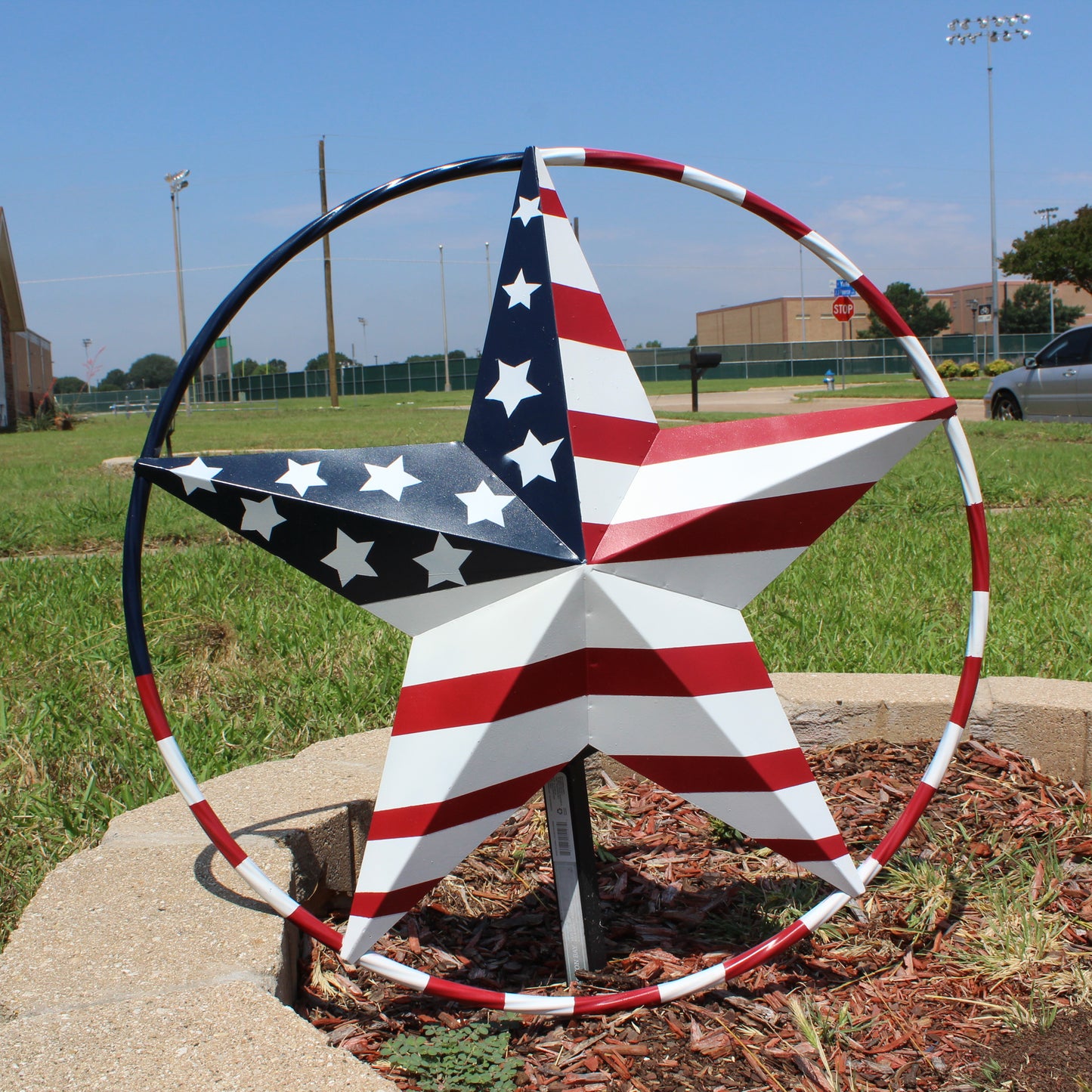 USA FLAG STAR AMERICAN FLAG METAL3D TWIST ROPE RING RED WHT BLUE WESTERN HOME DECOR HANDMADE 12",24",36",48" #EH11925
