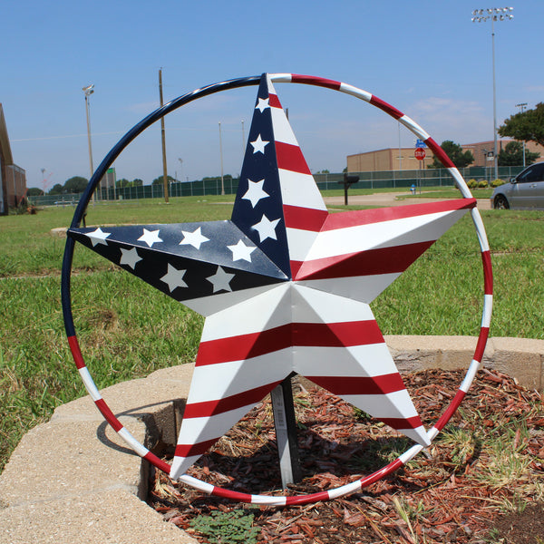 USA FLAG STAR AMERICAN FLAG METAL3D TWIST ROPE RING RED WHT BLUE WESTERN HOME DECOR HANDMADE #EH11925, 12",24",36",48" (Copy)