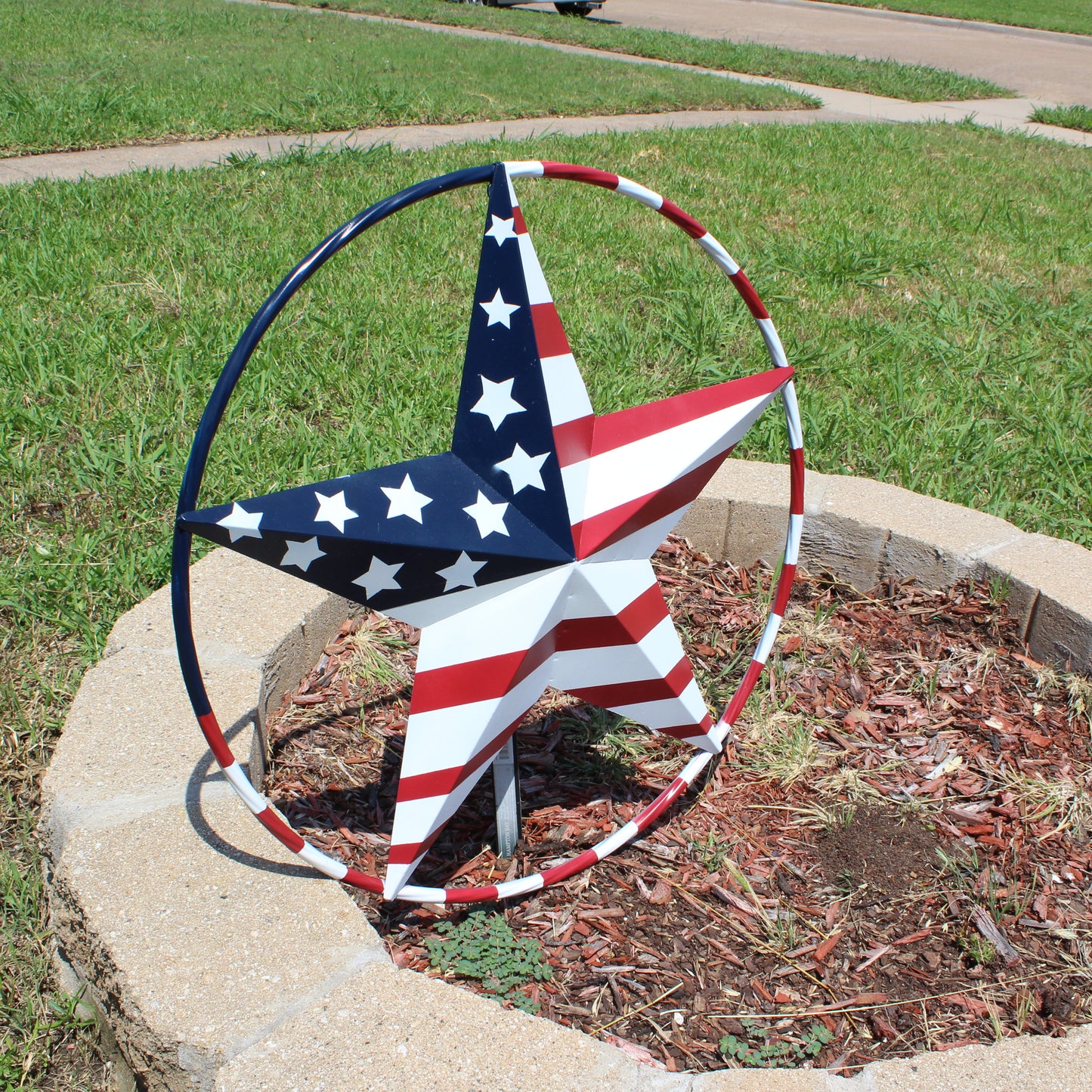 USA FLAG STAR AMERICAN FLAG METAL3D TWIST ROPE RING RED WHT BLUE WESTERN HOME DECOR HANDMADE 12",24",36",48" #EH11925