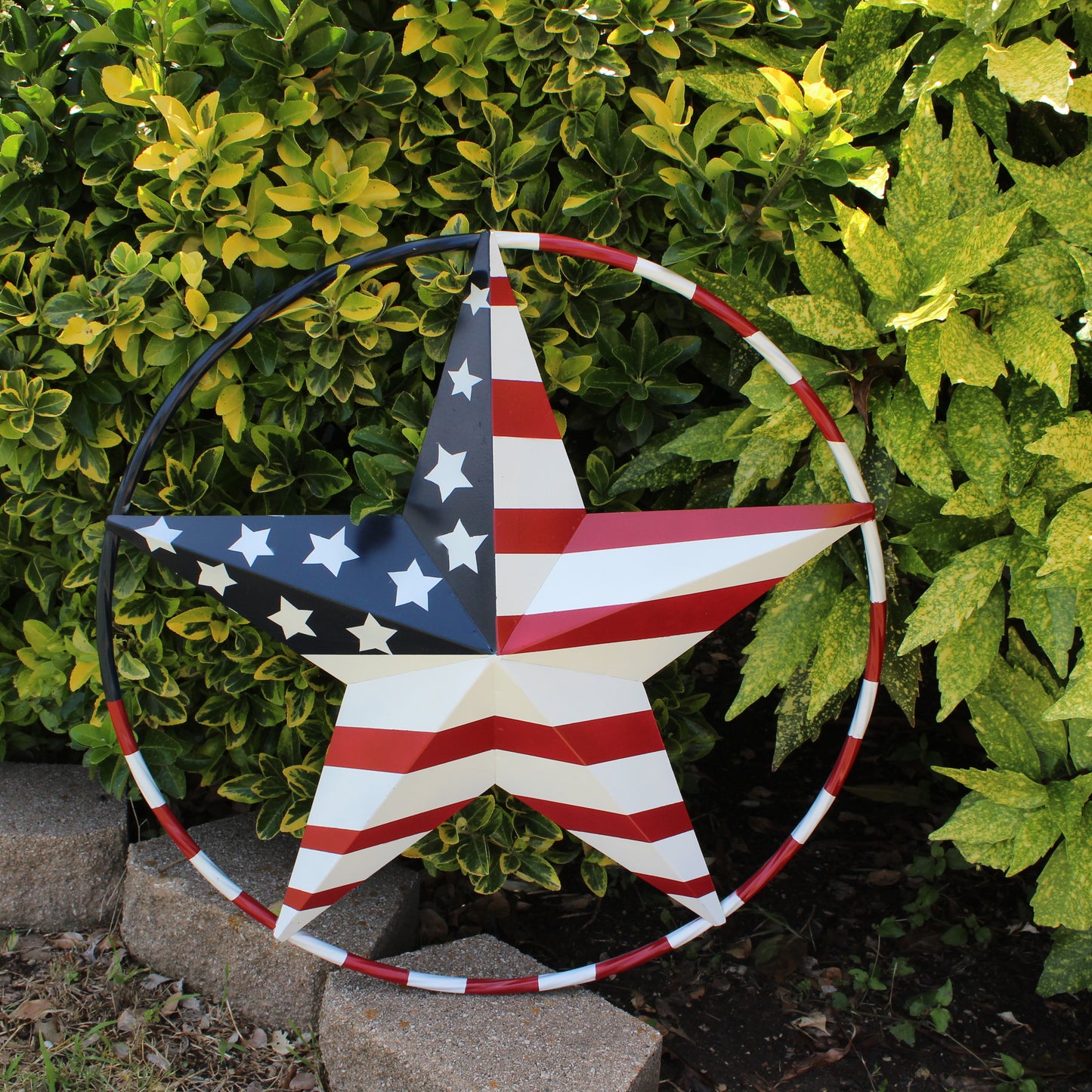USA FLAG STAR AMERICAN FLAG METAL3D TWIST ROPE RING RED WHT BLUE WESTERN HOME DECOR HANDMADE 12",24",36",48" #EH11925