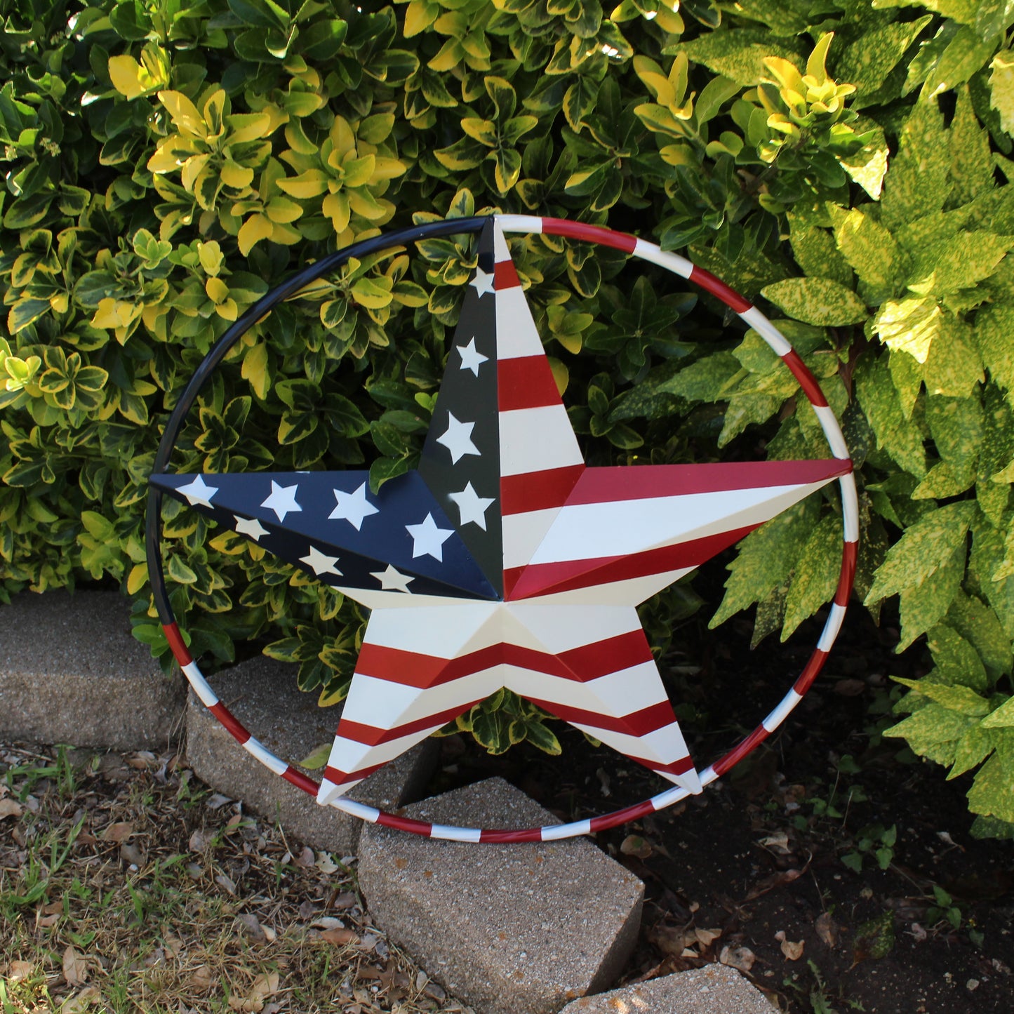 USA FLAG STAR AMERICAN FLAG METAL3D TWIST ROPE RING RED WHT BLUE WESTERN HOME DECOR HANDMADE 12",24",36",48" #EH11925