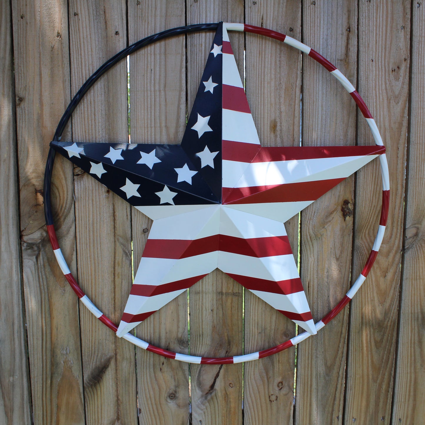 USA FLAG STAR AMERICAN FLAG METAL3D TWIST ROPE RING RED WHT BLUE WESTERN HOME DECOR HANDMADE 12",24",36",48" #EH11925