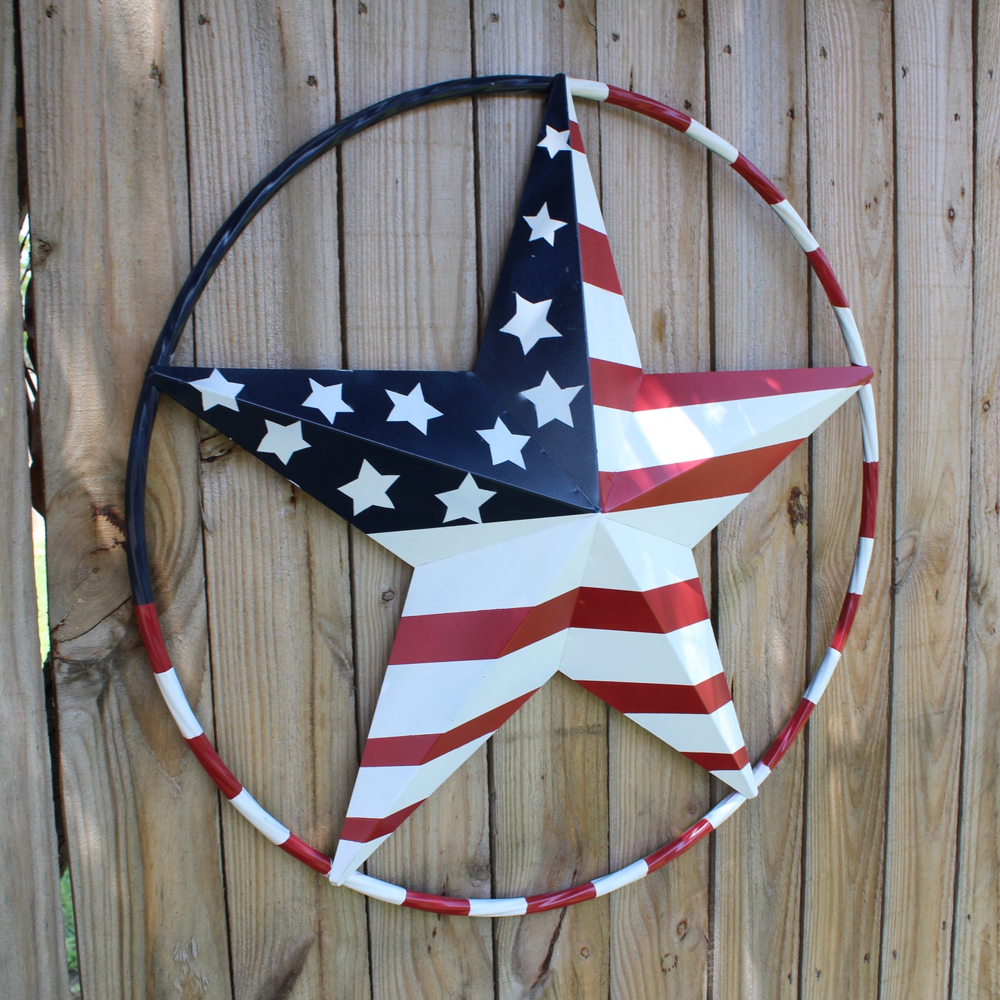 USA FLAG STAR AMERICAN FLAG METAL3D TWIST ROPE RING RED WHT BLUE WESTERN HOME DECOR HANDMADE 12",24",36",48" #EH11925