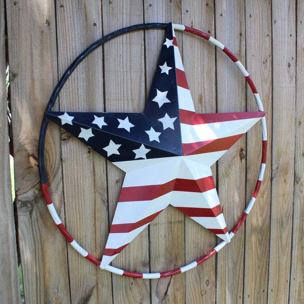 USA FLAG STAR AMERICAN FLAG METAL3D TWIST ROPE RING RED WHT BLUE WESTERN HOME DECOR HANDMADE #EH11925, 12",24",36",48" (Copy)