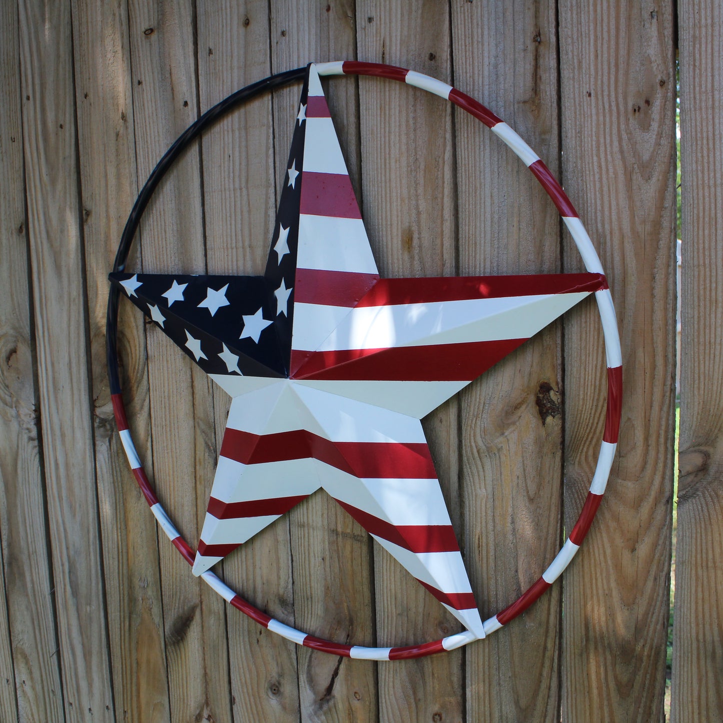 USA FLAG STAR AMERICAN FLAG METAL3D TWIST ROPE RING RED WHT BLUE WESTERN HOME DECOR HANDMADE 12",24",36",48" #EH11925