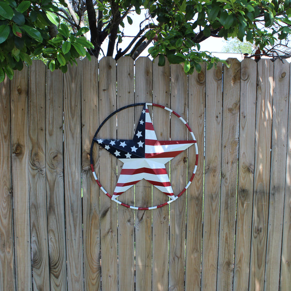 USA FLAG STAR AMERICAN FLAG METAL3D TWIST ROPE RING RED WHT BLUE WESTERN HOME DECOR HANDMADE #EH11925, 12",24",36",48" (Copy)