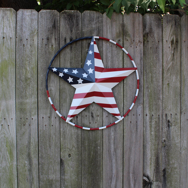 USA FLAG STAR AMERICAN FLAG METAL3D TWIST ROPE RING RED WHT BLUE WESTERN HOME DECOR HANDMADE #EH11925, 12",24",36",48" (Copy)