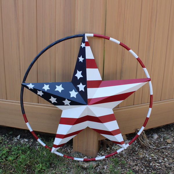 USA FLAG STAR AMERICAN FLAG METAL3D TWIST ROPE RING RED WHT BLUE WESTERN HOME DECOR HANDMADE #EH11925, 12",24",36",48" (Copy)