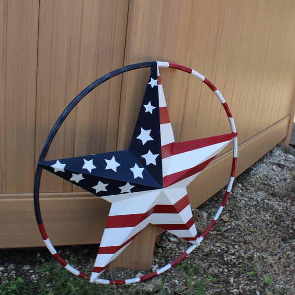 USA FLAG STAR AMERICAN FLAG METAL3D TWIST ROPE RING RED WHT BLUE WESTERN HOME DECOR HANDMADE #EH11925, 12",24",36",48" (Copy)