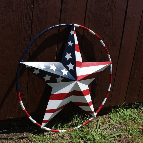 USA FLAG STAR AMERICAN FLAG METAL3D TWIST ROPE RING RED WHT BLUE WESTERN HOME DECOR HANDMADE #EH11925, 12",24",36",48" (Copy)