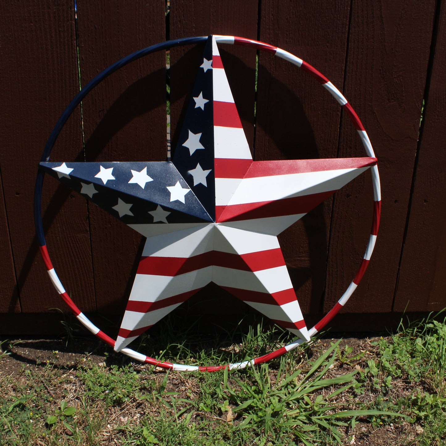 USA FLAG STAR AMERICAN FLAG METAL3D TWIST ROPE RING RED WHT BLUE WESTERN HOME DECOR HANDMADE 12",24",36",48" #EH11925