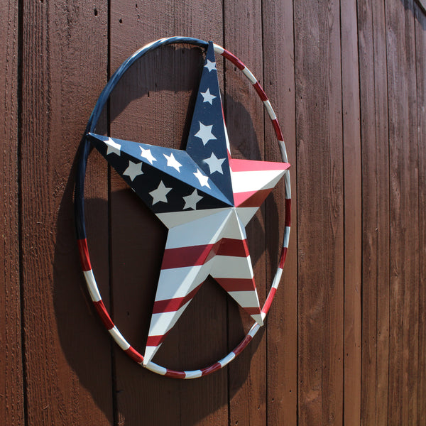 USA FLAG STAR AMERICAN FLAG METAL3D TWIST ROPE RING RED WHT BLUE WESTERN HOME DECOR HANDMADE #EH11925, 12",24",36",48" (Copy)