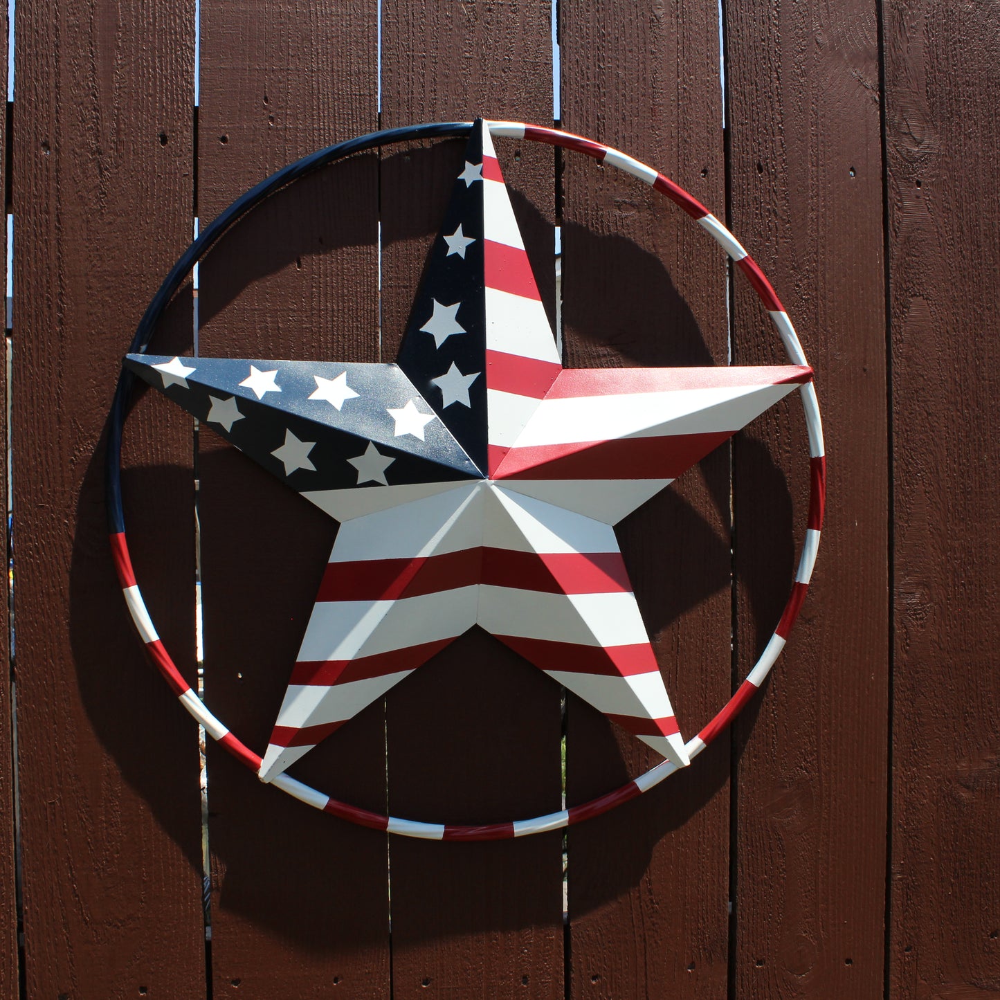 USA FLAG STAR AMERICAN FLAG METAL3D TWIST ROPE RING RED WHT BLUE WESTERN HOME DECOR HANDMADE 12",24",36",48" #EH11925