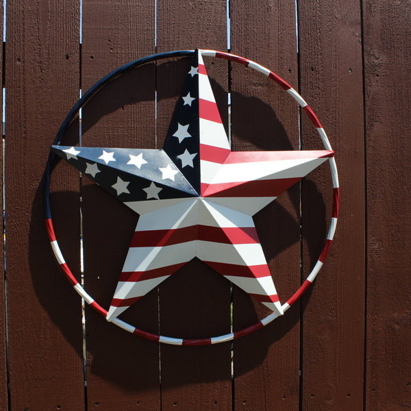 USA FLAG STAR AMERICAN FLAG METAL3D TWIST ROPE RING RED WHT BLUE WESTERN HOME DECOR HANDMADE #EH11925, 12",24",36",48" (Copy)
