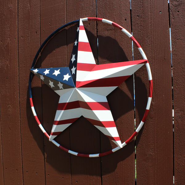 USA FLAG STAR AMERICAN FLAG METAL3D TWIST ROPE RING RED WHT BLUE WESTERN HOME DECOR HANDMADE #EH11925, 12",24",36",48" (Copy)