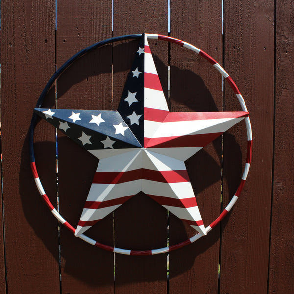 USA FLAG STAR AMERICAN FLAG METAL3D TWIST ROPE RING RED WHT BLUE WESTERN HOME DECOR HANDMADE #EH11925, 12",24",36",48" (Copy)