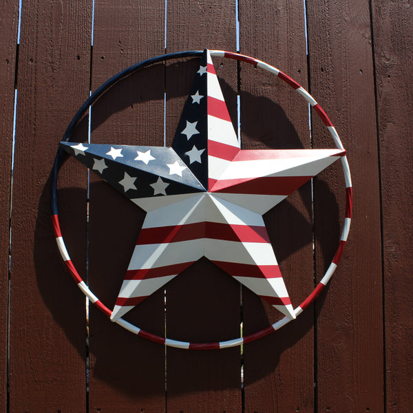 USA FLAG STAR AMERICAN FLAG METAL3D TWIST ROPE RING RED WHT BLUE WESTERN HOME DECOR HANDMADE #EH11925, 12",24",36",48" (Copy)