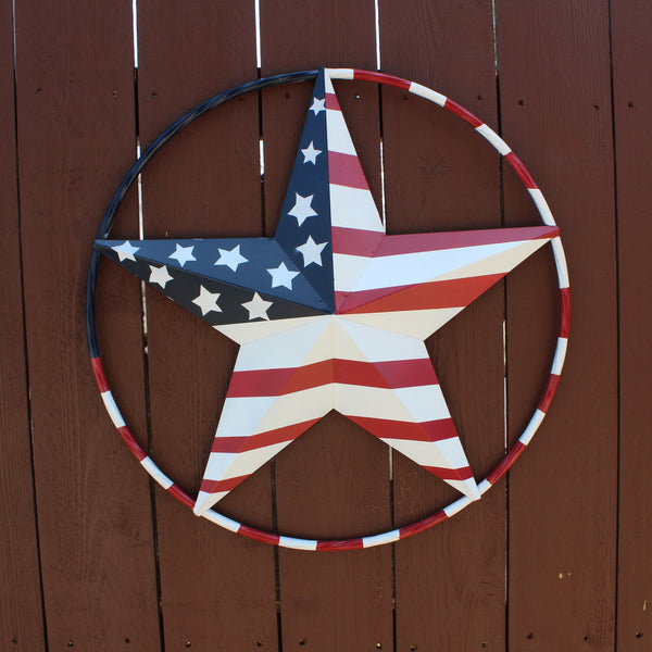 USA FLAG STAR AMERICAN FLAG METAL3D TWIST ROPE RING RED WHT BLUE WESTERN HOME DECOR HANDMADE #EH11925, 12",24",36",48" (Copy)
