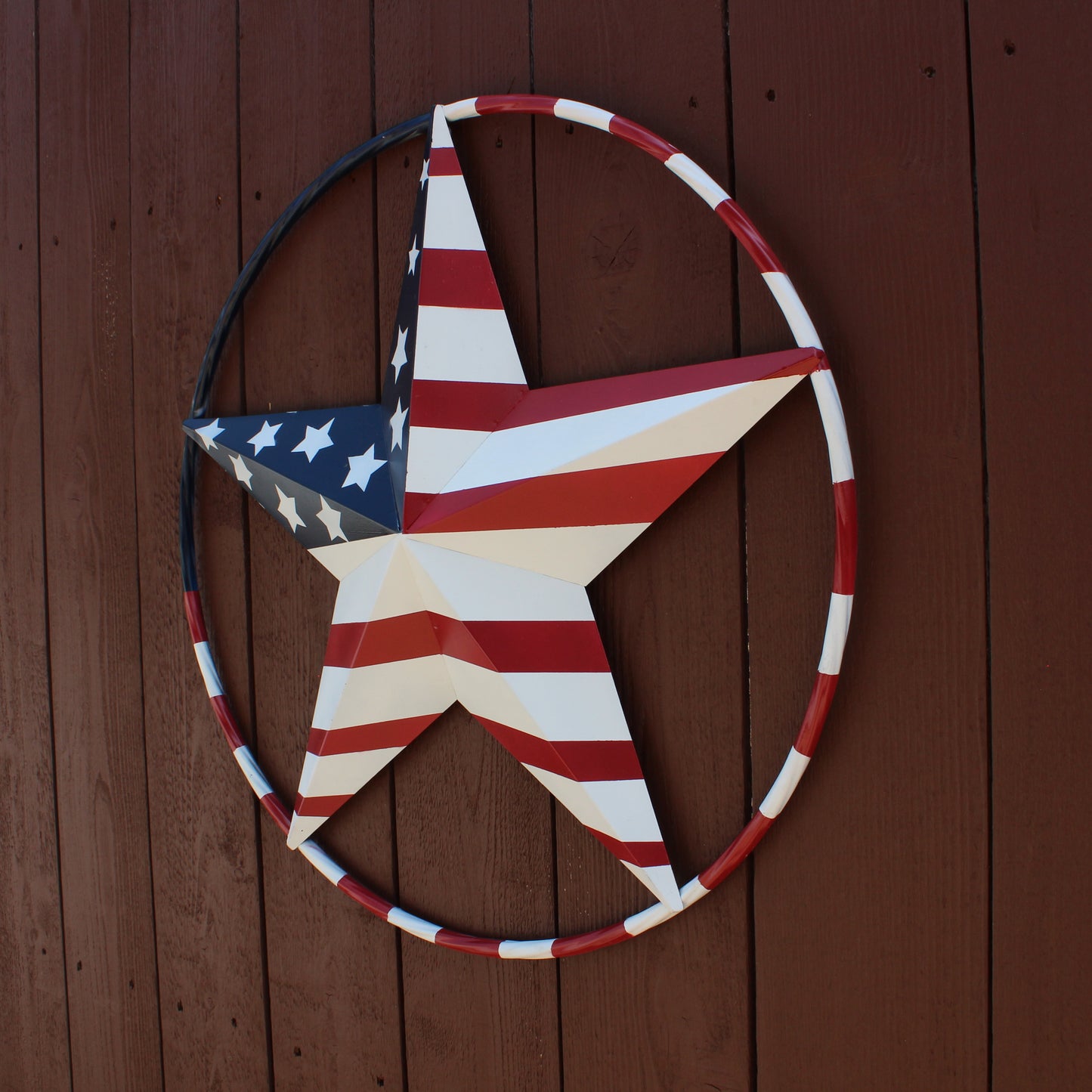 USA FLAG STAR AMERICAN FLAG METAL3D TWIST ROPE RING RED WHT BLUE WESTERN HOME DECOR HANDMADE 12",24",36",48" #EH11925