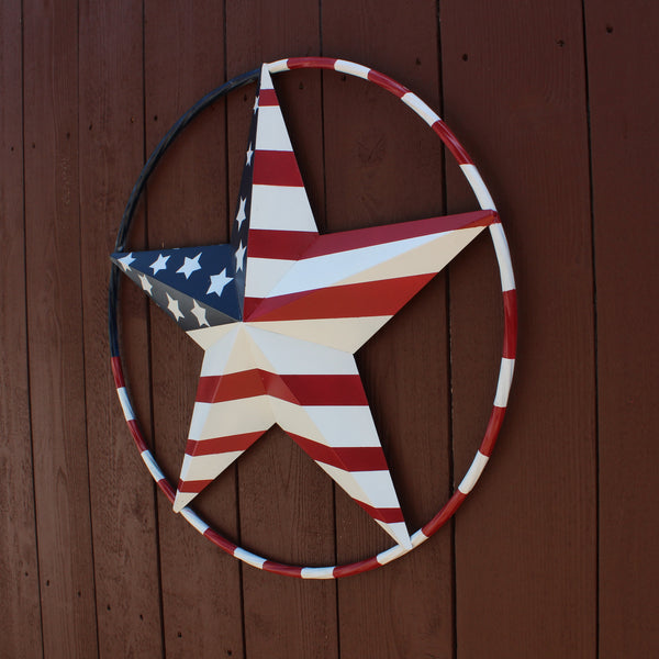 USA FLAG STAR AMERICAN FLAG METAL3D TWIST ROPE RING RED WHT BLUE WESTERN HOME DECOR HANDMADE #EH11925, 12",24",36",48" (Copy)