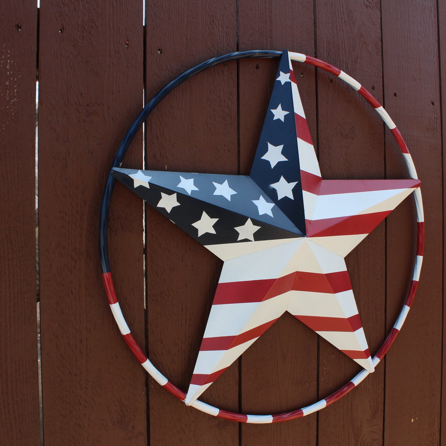 USA FLAG STAR AMERICAN FLAG METAL3D TWIST ROPE RING RED WHT BLUE WESTERN HOME DECOR HANDMADE 12",24",36",48" #EH11925