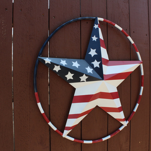 USA FLAG STAR AMERICAN FLAG METAL3D TWIST ROPE RING RED WHT BLUE WESTERN HOME DECOR HANDMADE #EH11925, 12",24",36",48" (Copy)