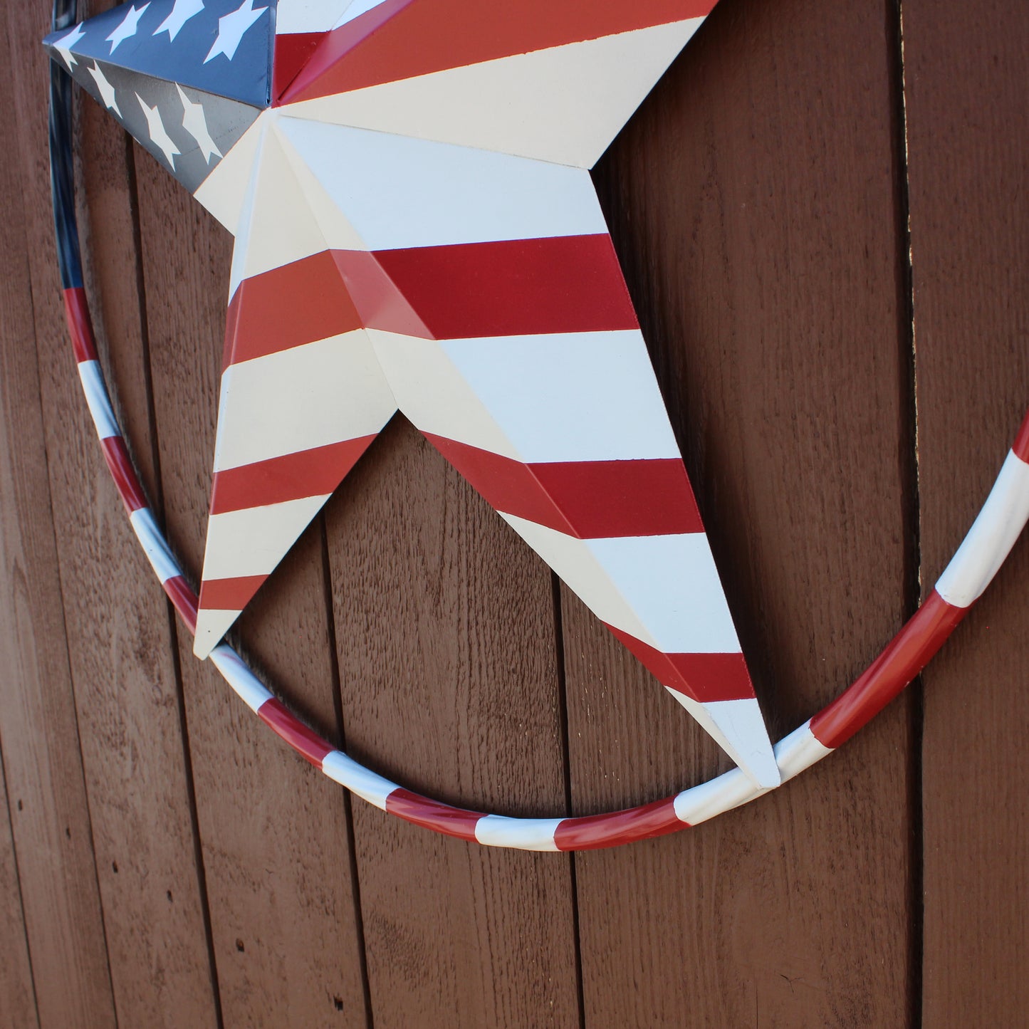 USA FLAG STAR AMERICAN FLAG METAL3D TWIST ROPE RING RED WHT BLUE WESTERN HOME DECOR HANDMADE 12",24",36",48" #EH11925