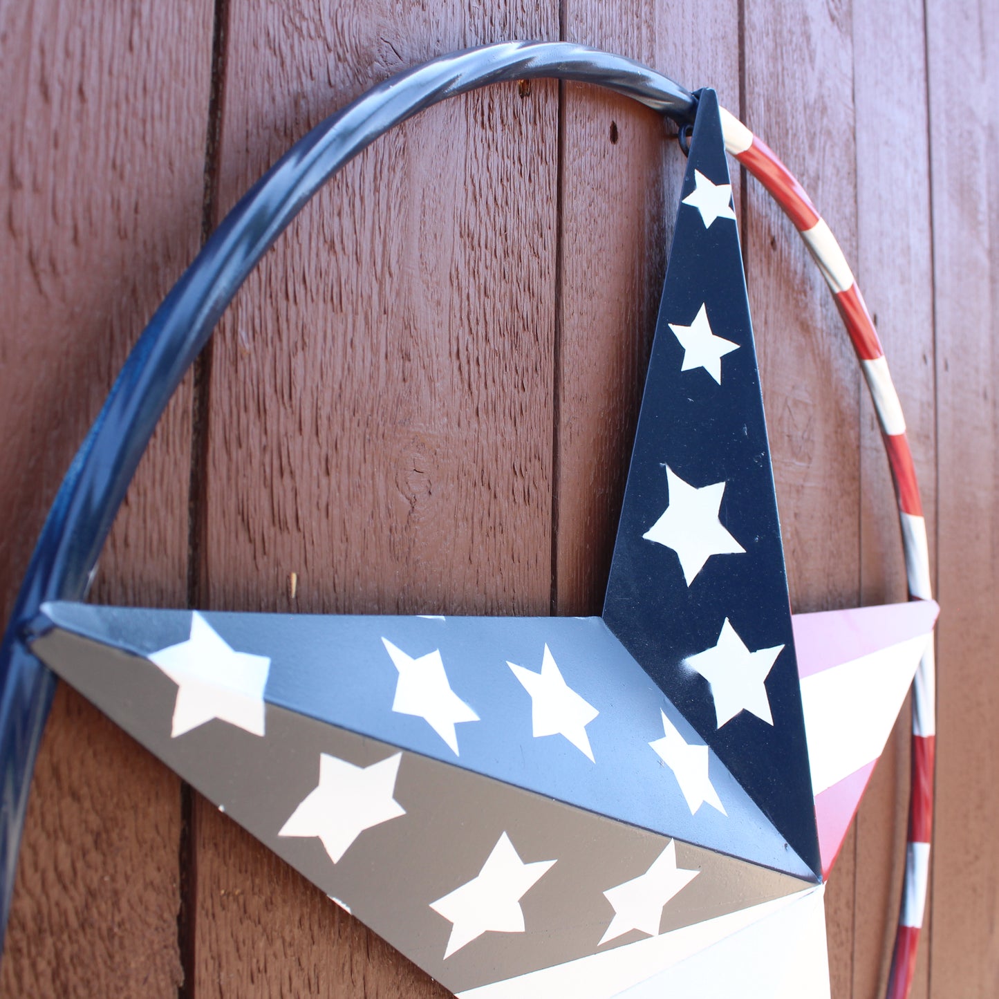 USA FLAG STAR AMERICAN FLAG METAL3D TWIST ROPE RING RED WHT BLUE WESTERN HOME DECOR HANDMADE 12",24",36",48" #EH11925