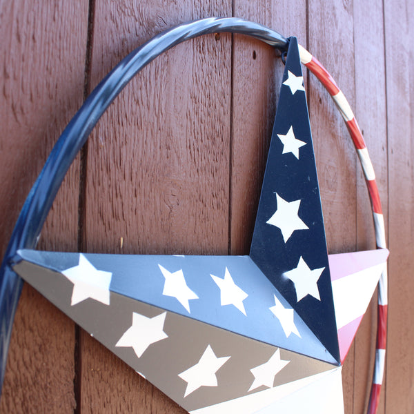 USA FLAG STAR AMERICAN FLAG METAL3D TWIST ROPE RING RED WHT BLUE WESTERN HOME DECOR HANDMADE #EH11925, 12",24",36",48" (Copy)
