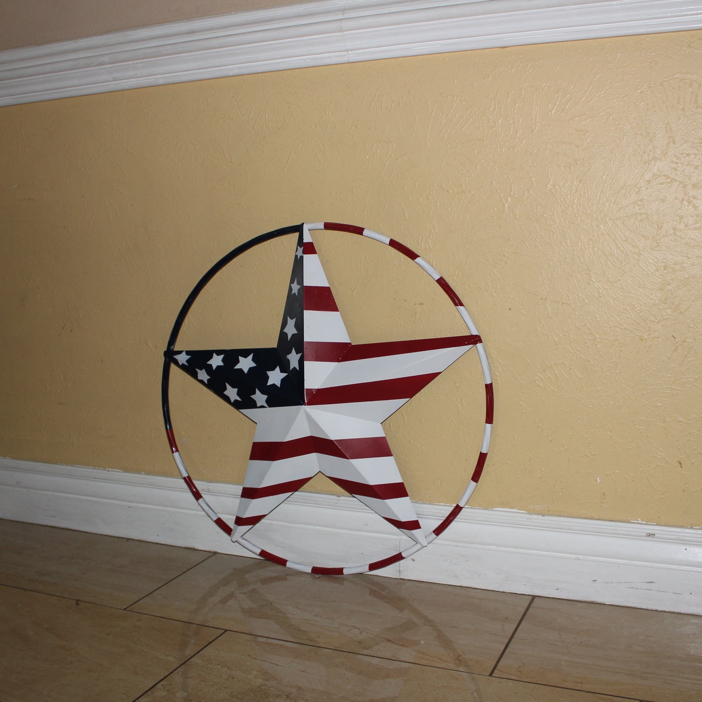 USA FLAG STAR AMERICAN FLAG METAL3D TWIST ROPE RING RED WHT BLUE WESTERN HOME DECOR HANDMADE 12",24",36",48" #EH11925