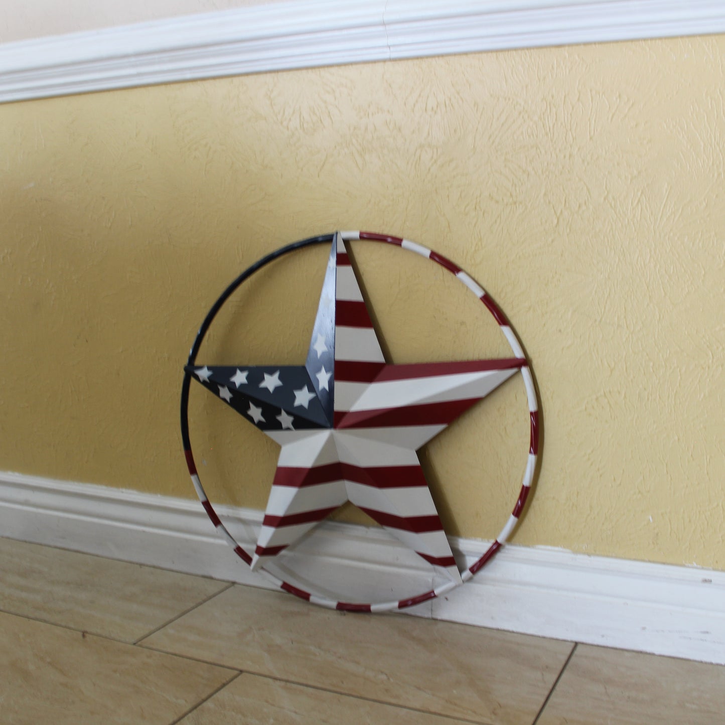 USA FLAG STAR AMERICAN FLAG METAL3D TWIST ROPE RING RED WHT BLUE WESTERN HOME DECOR HANDMADE 12",24",36",48" #EH11925