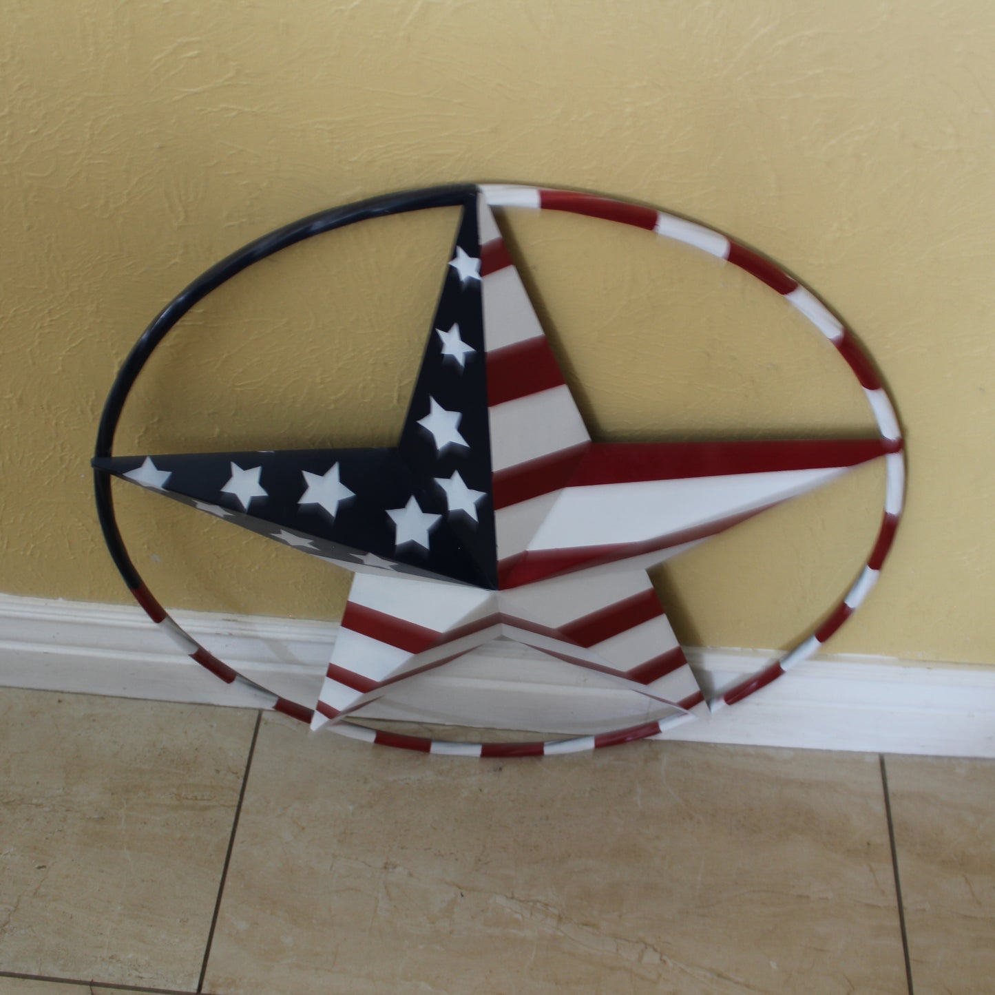 USA FLAG STAR AMERICAN FLAG METAL3D TWIST ROPE RING RED WHT BLUE WESTERN HOME DECOR HANDMADE 12",24",36",48" #EH11925