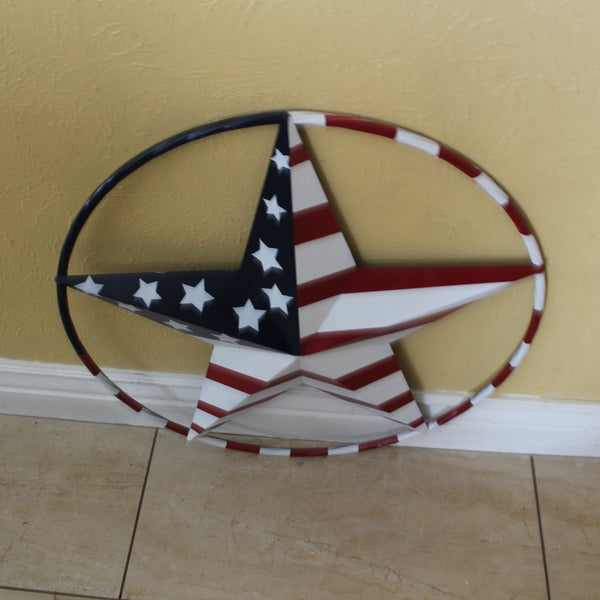 USA FLAG STAR AMERICAN FLAG METAL3D TWIST ROPE RING RED WHT BLUE WESTERN HOME DECOR HANDMADE #EH11925, 12",24",36",48" (Copy)