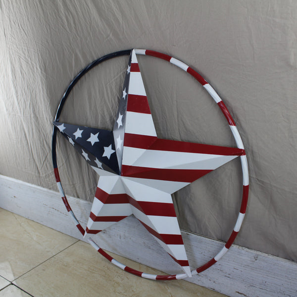 USA FLAG STAR AMERICAN FLAG METAL3D TWIST ROPE RING RED WHT BLUE WESTERN HOME DECOR HANDMADE #EH11925, 12",24",36",48" (Copy)