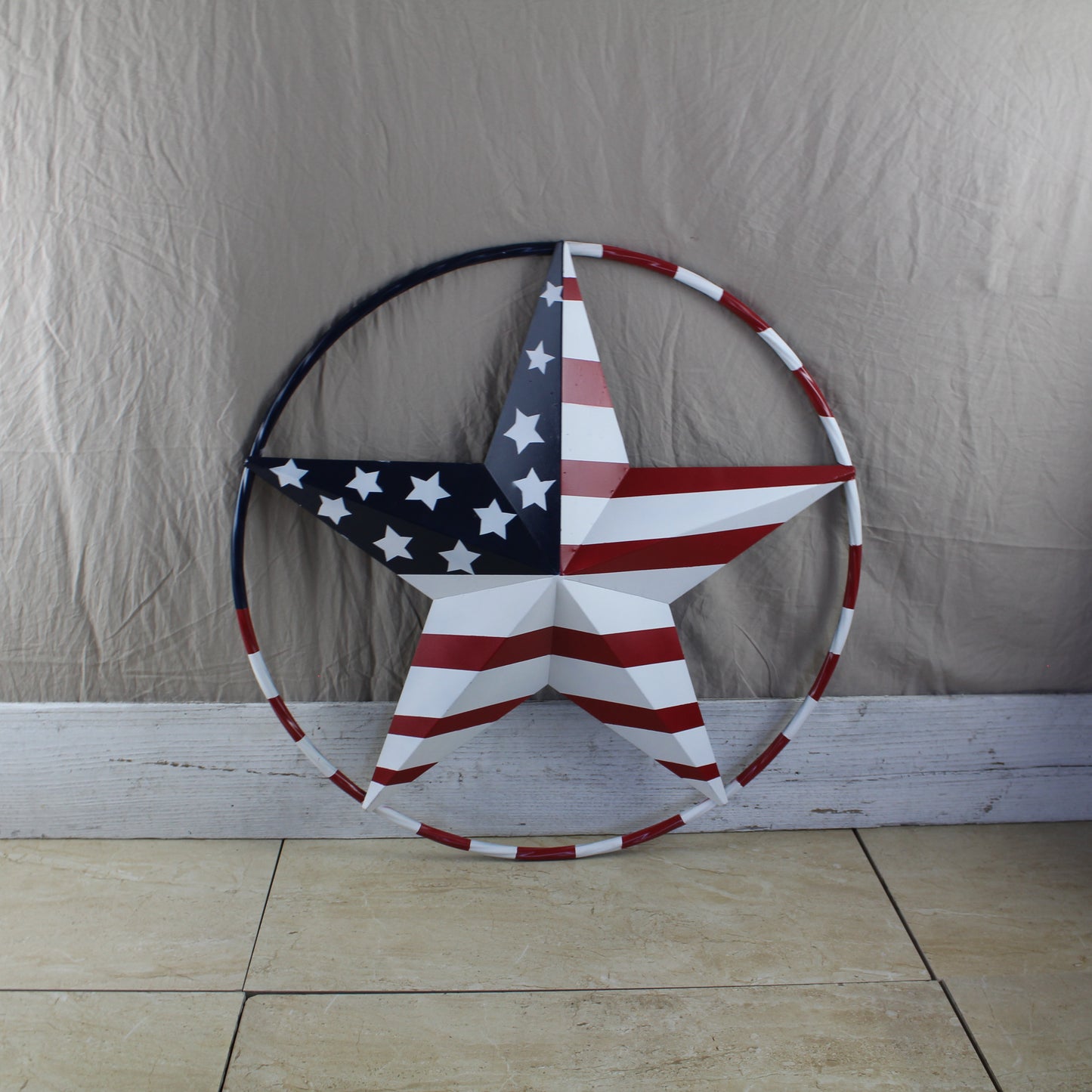 USA FLAG STAR AMERICAN FLAG METAL3D TWIST ROPE RING RED WHT BLUE WESTERN HOME DECOR HANDMADE 12",24",36",48" #EH11925