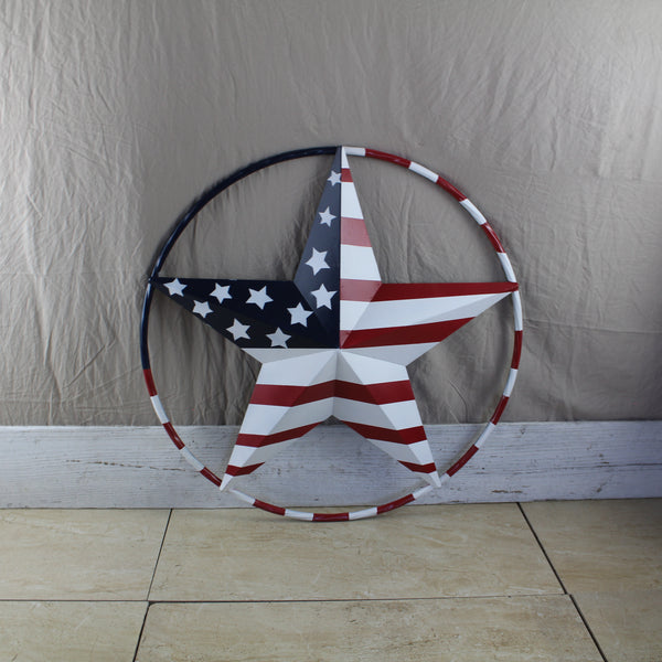 USA FLAG STAR AMERICAN FLAG METAL3D TWIST ROPE RING RED WHT BLUE WESTERN HOME DECOR HANDMADE #EH11925, 12",24",36",48" (Copy)