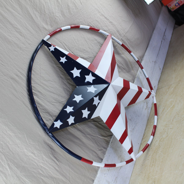 USA FLAG STAR AMERICAN FLAG METAL3D TWIST ROPE RING RED WHT BLUE WESTERN HOME DECOR HANDMADE #EH11925, 12",24",36",48" (Copy)