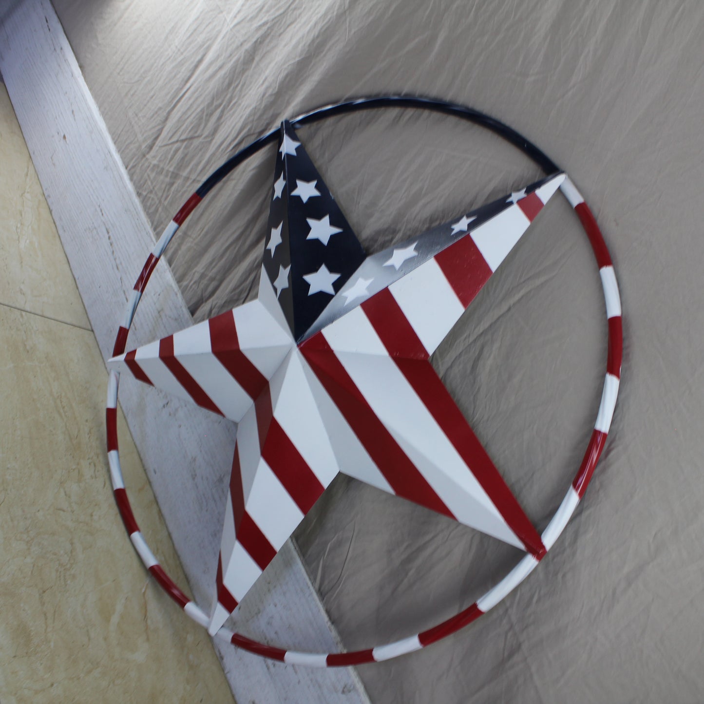 USA FLAG STAR AMERICAN FLAG METAL3D TWIST ROPE RING RED WHT BLUE WESTERN HOME DECOR HANDMADE 12",24",36",48" #EH11925