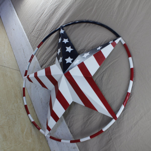 USA FLAG STAR AMERICAN FLAG METAL3D TWIST ROPE RING RED WHT BLUE WESTERN HOME DECOR HANDMADE #EH11925, 12",24",36",48" (Copy)