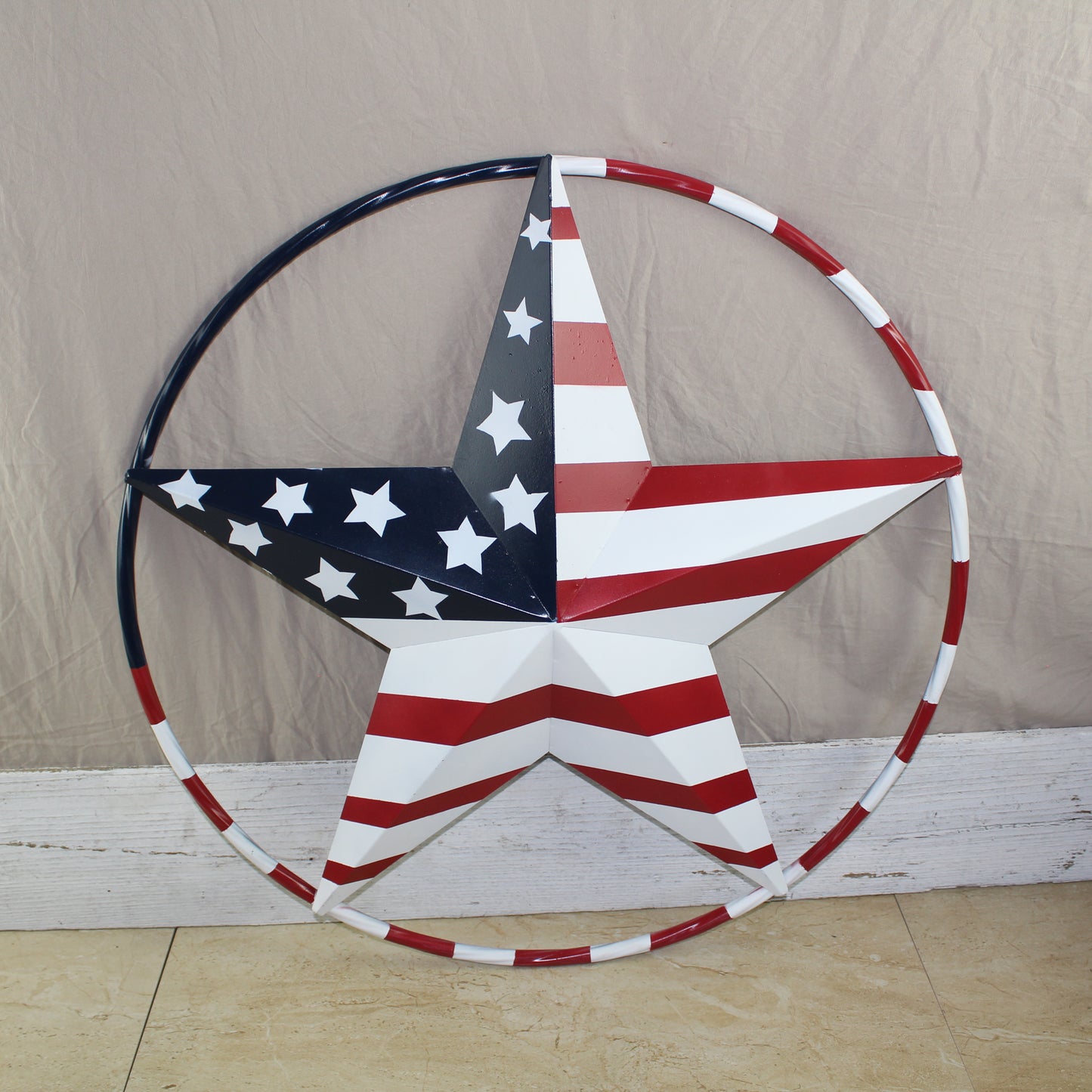 USA FLAG STAR AMERICAN FLAG METAL3D TWIST ROPE RING RED WHT BLUE WESTERN HOME DECOR HANDMADE 12",24",36",48" #EH11925