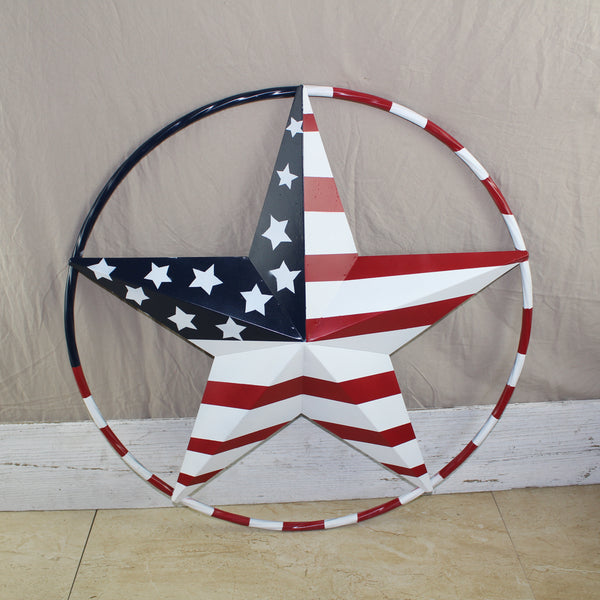 USA FLAG STAR AMERICAN FLAG METAL3D TWIST ROPE RING RED WHT BLUE WESTERN HOME DECOR HANDMADE #EH11925, 12",24",36",48" (Copy)