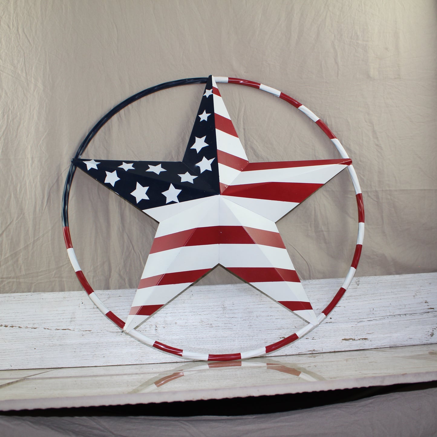 USA FLAG STAR AMERICAN FLAG METAL3D TWIST ROPE RING RED WHT BLUE WESTERN HOME DECOR HANDMADE 12",24",36",48" #EH11925